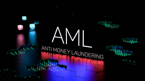 istock AML Anti Money Laundering text, acronym neon on digital background. AML concept, banner. 3D render 1979683902