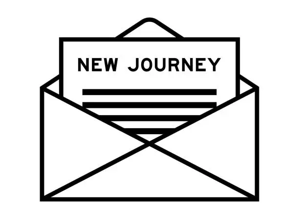 Vector illustration of Envelope and letter sign with word new journey as the headline