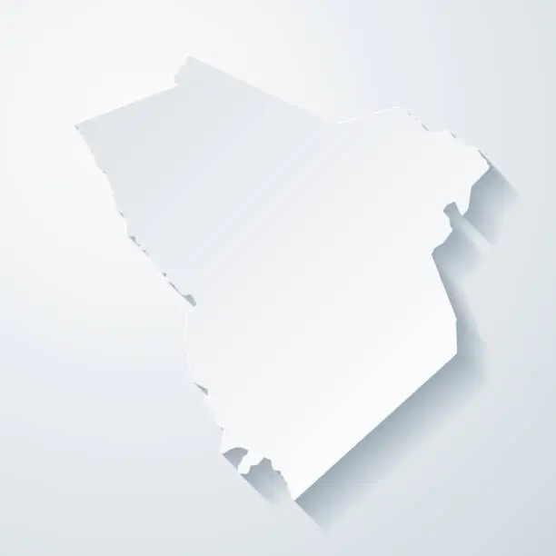 Vector illustration of Greene County, Georgia. Map with paper cut effect on blank background