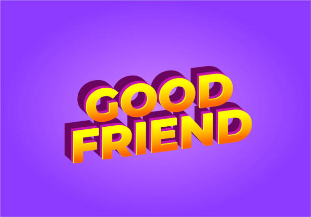 illustrations, cliparts, dessins animés et icônes de good friend. text effect in 3d look with gradient purple yellow color - backgrounds black black background gradient