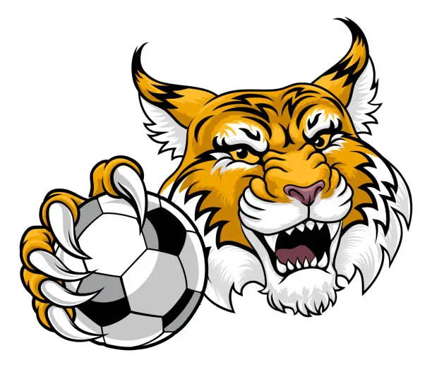 Vector illustration of Wildcat Bobcat Soccer Football Animal Team Mascot