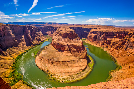 A stunning view of the iconic horseshoe-shaped bend in the Colorado River