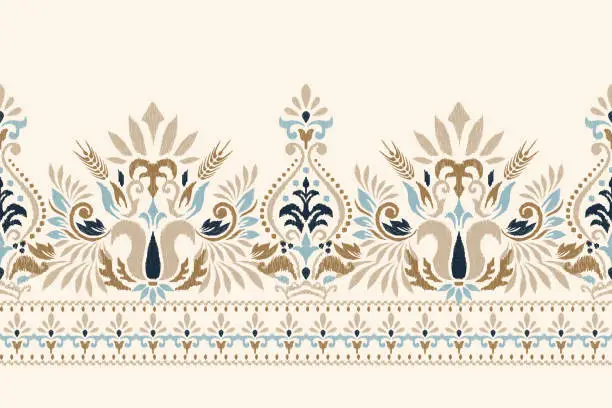 Vector illustration of Damask Ikat floral pattern vector illustration