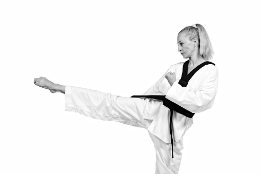 Martial artist training.