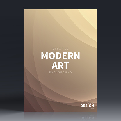 Vertical brochure template with modern and trendy background, isolated on blank background. Abstract illustration with flowing curves and beautiful color gradient (colors used: Yellow, Orange, Beige, Brown). Can be used for different designs, such as brochure, cover design, magazine, business annual report, flyer, leaflet, presentations... Template for your own design, with space for your text. The layers are named to facilitate your customization. Vector Illustration (EPS file, well layered and grouped). Easy to edit, manipulate, resize or colorize. Vector and Jpeg file of different sizes.