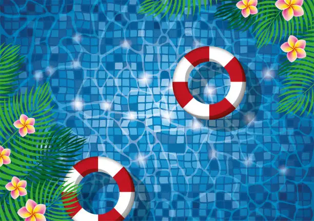 Vector illustration of Summer Tropical Pool Background