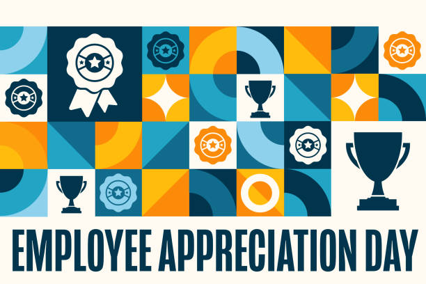 ilustrações, clipart, desenhos animados e ícones de employee appreciation day. holiday concept. template for background, banner, card, poster with text inscription. vector eps10 illustration. - admiração