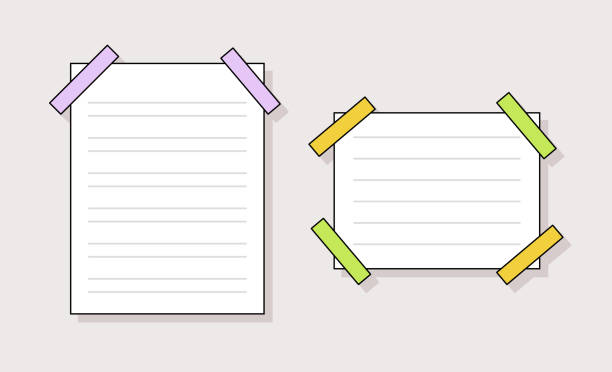 illustrations, cliparts, dessins animés et icônes de notes pages vector line set - office to do list adhesive note messy