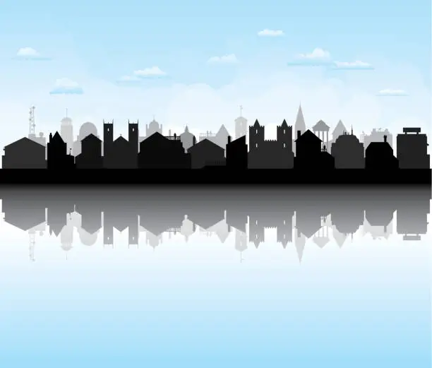 Vector illustration of Low Rise Buildings Silhouette (All Buildings are Moveable and Complete)