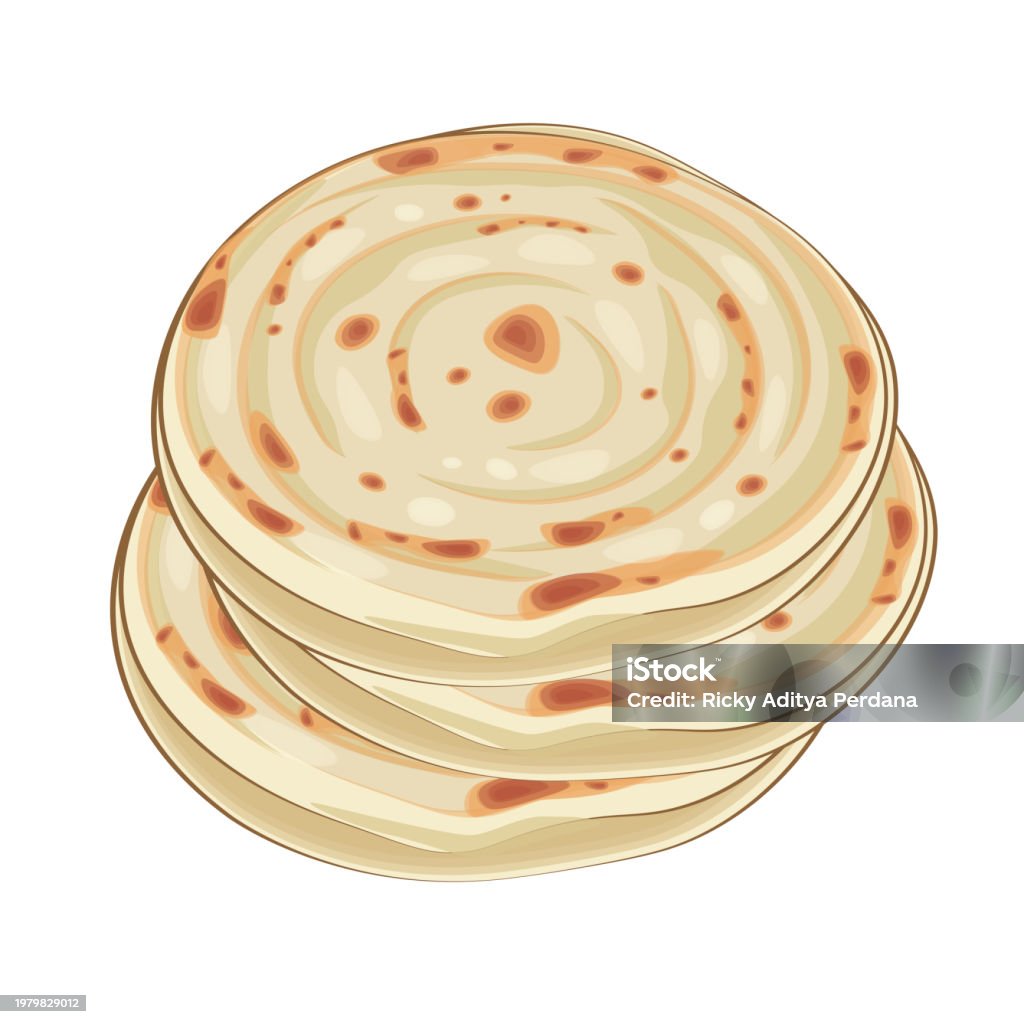 Foto Roti Animation Flatbread Parotta Paratha Or Canai Cartoon Stock Illustration ...