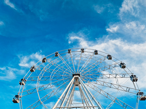 Large Ferris wheel against blue sky