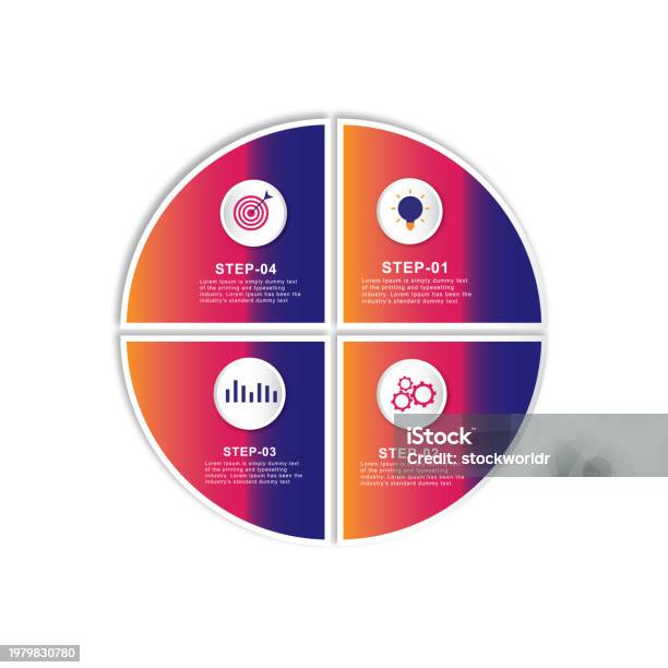 Four Step Pie Chart Infographic Vector Design Stock Illustration ...