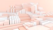 3d background. Abstract wallpaper. Shapes 3d. Flying geometric objects. Minimalism. Trendy modern illustration. Render. Stylish concept. Poster. Minimal style. Pastel colors.