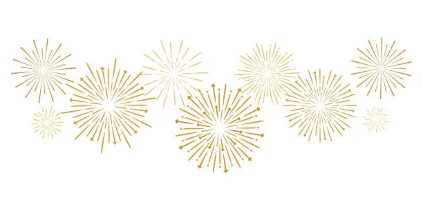 Vector illustration of Golden firework vector banner, elegant background design, isolated clip art element