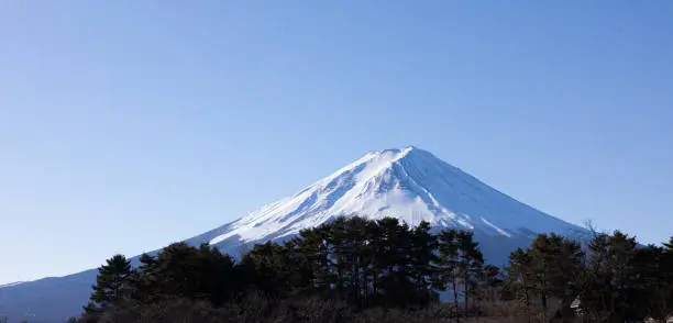 Natural scenery of Mt. Fuji during the winter and spring seasons