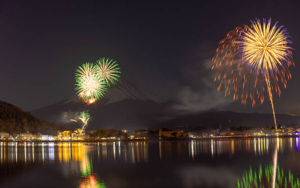 istock Landscape of Mount.Fuji and fireworks 1979932011