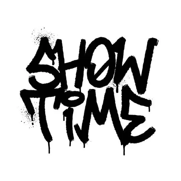 Vector illustration of Show time black graffiti airbrush spraypaint typography