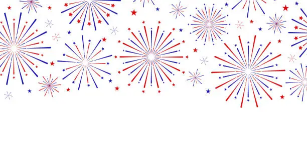 Vector illustration of Amerika style firework banner, vector clip art illustration, holiday celebration border