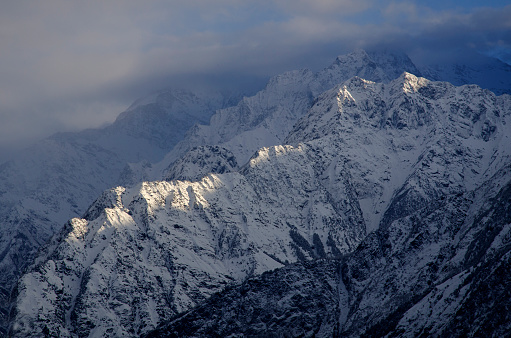 Himalayan mountain range at Munsyari, Uttarakhand, India, Asia.