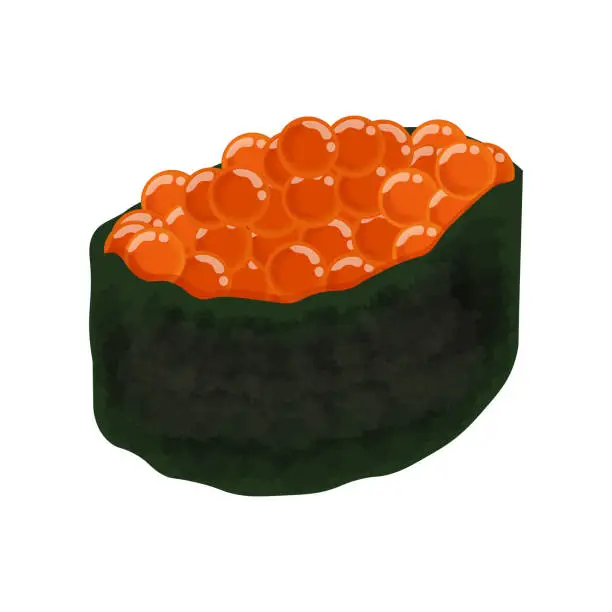 Vector illustration of Sushi ikura salmon isolated