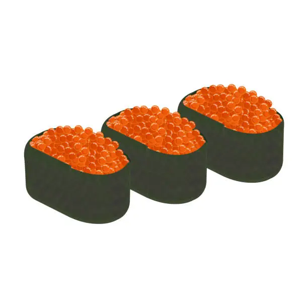 Vector illustration of Sushi ikura salmon eggs with nori