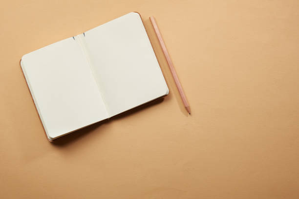 Top View Of Empty Notebook And Pencil