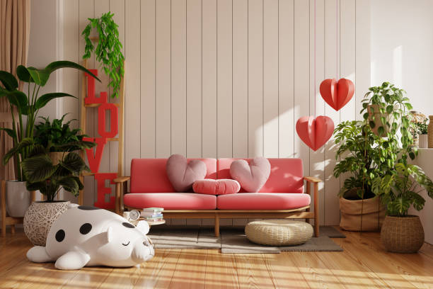 istock Valentine interior room have red sofa and home decor for valentine's day 1980039443