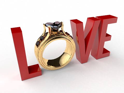 Love Text with Diamond Ring