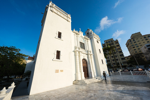 Faro, Portugal, September 2022: View on Igreja do Sao Pedro in Faro, Portugal