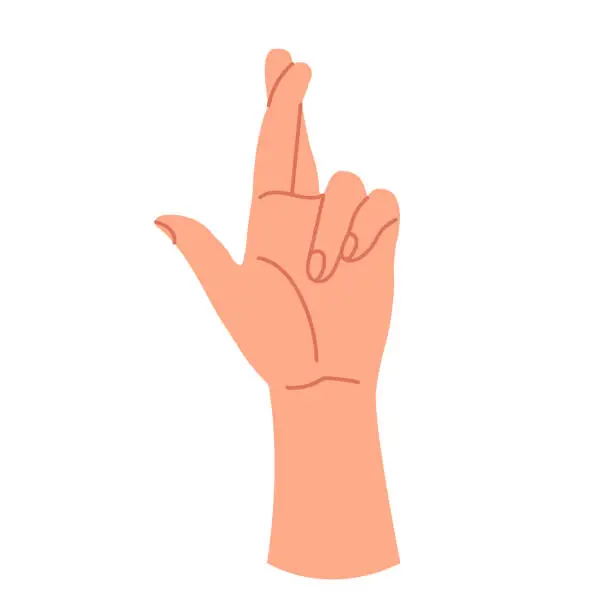 Vector illustration of A sign of good luck with your hand. A gesture with crossed fingers. Vector illustration