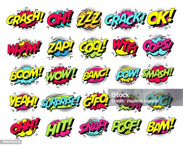 Pinch Comic Text Comic Text Vector Collection Colorful Style Stock Illustration ...
