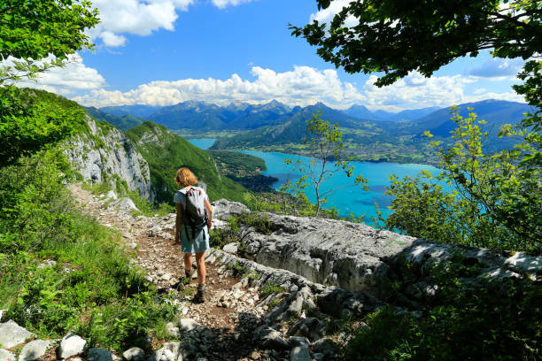 Lone walker in the Alps