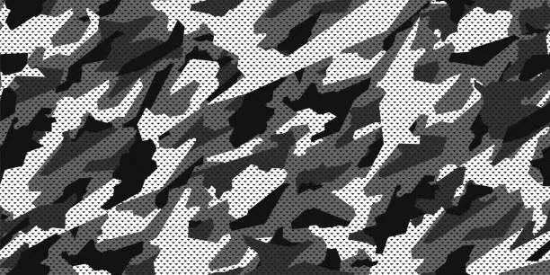 Vector illustration of Camouflage texture seamless pattern with triangle grid. Trendy camouflage military pattern.