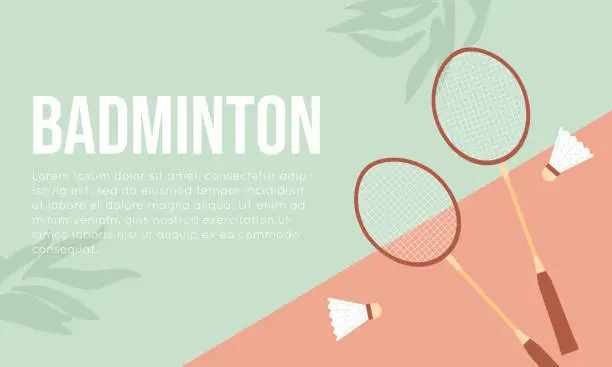 Vector illustration of Colorful badminton illustration in retro style.