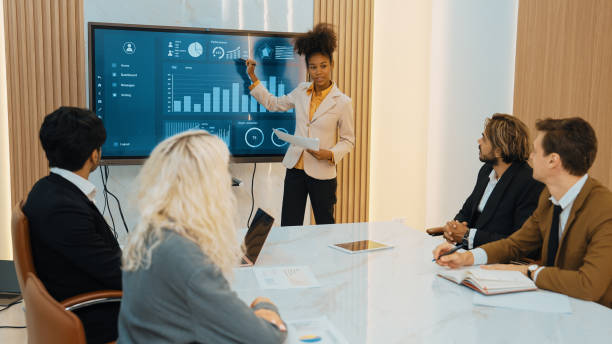 istock Presentation in office or ornament meeting room with analyst team 1980137246