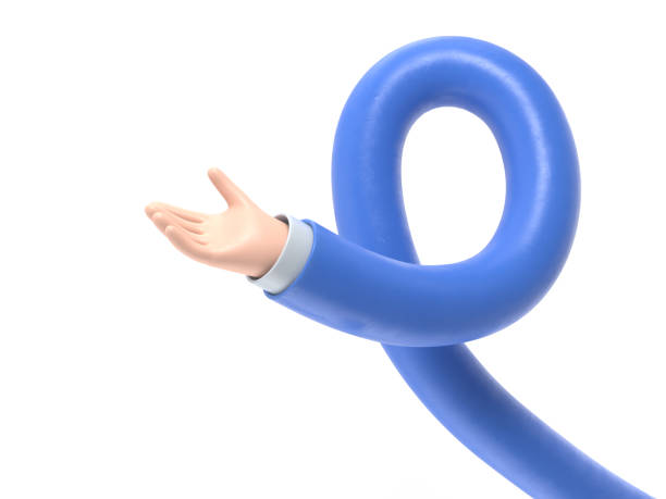 istock Cartoon Gesture Icon Mockup.Hand open and ready to help or receive.  Helping hand outstretched for salvation, 3D rendering on white background.long arms concept. 1980156446