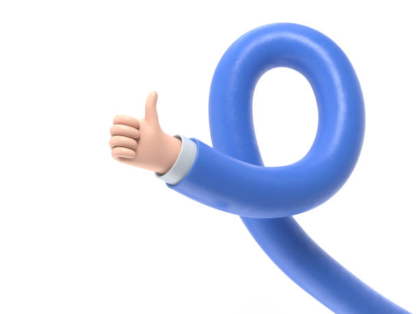 istock Cartoon Gesture Icon Mockup. businessman hand shows thumb up,3D rendering on white background.long arms concept. 1980156468