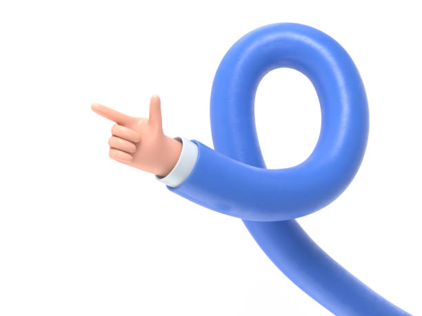 istock Cartoon Gesture Icon Mockup.Cartoon character hand pointing gesture. 3D rendering on white background.long arms concept. 1980157000