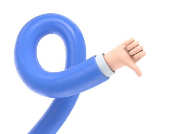 istock Cartoon Gesture Icon Mockup. Cartoon character hand rock on gesture. 3D rendering on white background.long arms concept. 1980157006