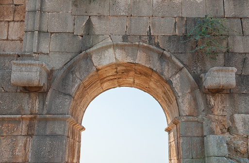 Ancient historical arch ruins in the ancient City in Patara, Turkey