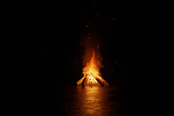 istock 3D rendering of bonfire on grunge floor 1980200597