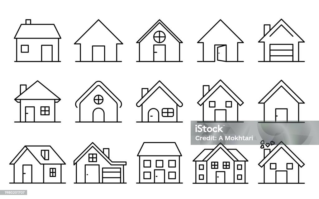 Icono de diferentes casas. - arte vectorial de Casa libre de derechos Icono de diferentes casas. - arte vectorial de Casa libre de derechos