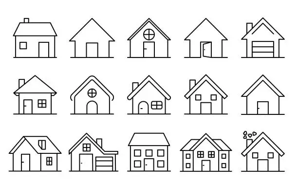 Vector illustration of Different houses icon.