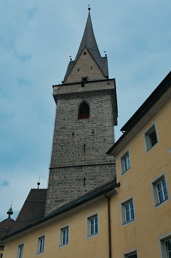 A Historic city center of Brunico, South Tyrol, Italy