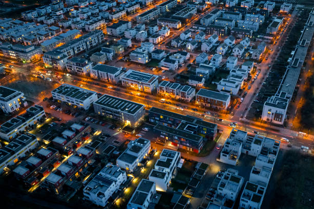 istock Residential district at dusk 1980260178