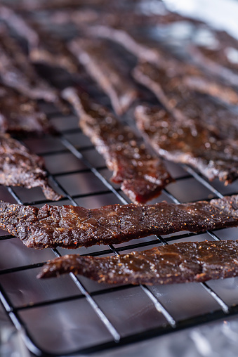 Homemade Beef Jerky on a Cooling Rack