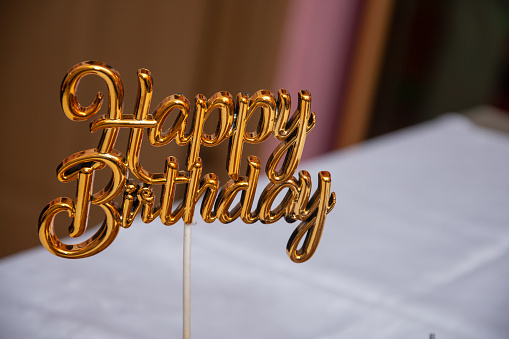 Golden Happy Birthday Cake Topper, Birthday Decorations, Custom Cake Topper,