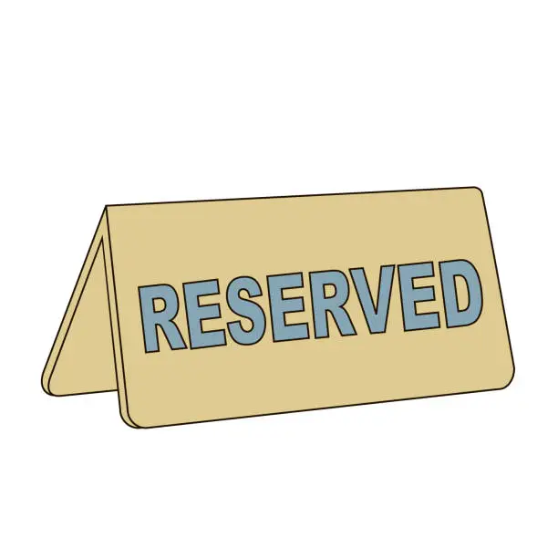 Vector illustration of gold Restaurant Reserved Table Sign