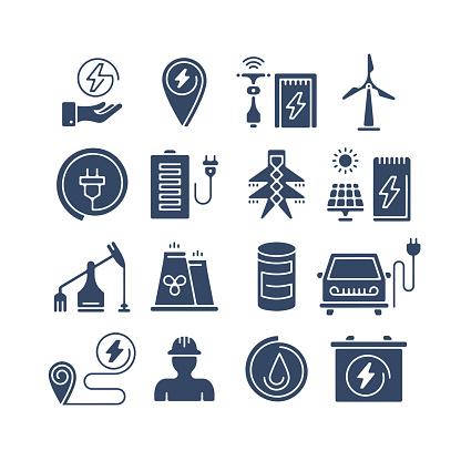 Flex vector icon set for Energy Resources.