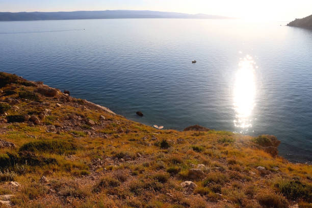 Beautiful view of Biokovo mountain and Adriatic Sea in Brela, Croatia.